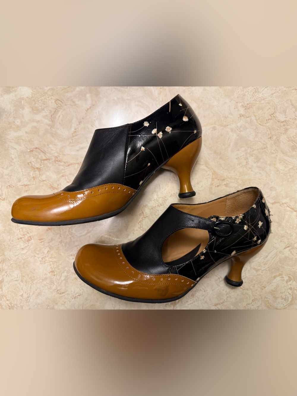 John Fluevog Ella Baker Floral Brogued Heel Coquette Indie Twee Light Academia